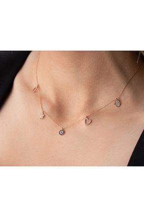 گردنبند نقره صورتی زنانه 925 عیار CHARMORA - کد 862226776