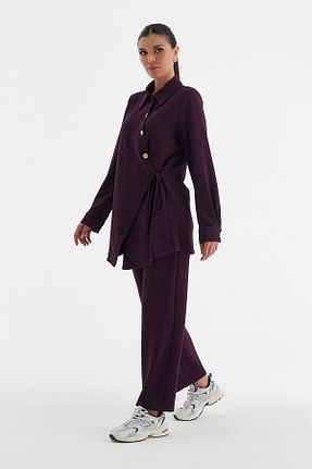 ست بالاتنه و پائین تنه زرشکی زنانه بافتنی YAFA CLOTHING & ACCESSORIES - کد 860716373