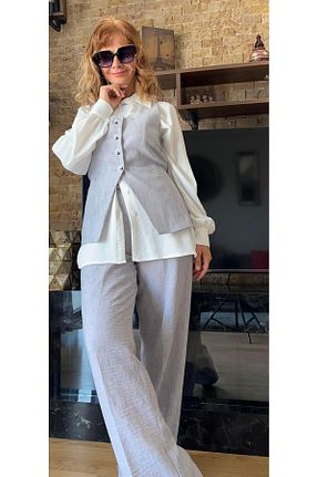 ست بالاتنه و پائین تنه طوسی زنانه بافتنی Cardella - کد 835744459