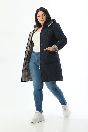 کاپشن سایز بزرگ سرمه ای زنانه Kazak TUTveAL Collection - کد 648275961