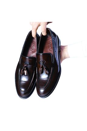 کفش کلاسیک زرشکی مردانه چرم خالص bagcini - کد 834897405