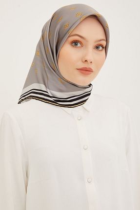 روسری سرمه ای کرپ ساتن ابریشم Armine - کد 648957315