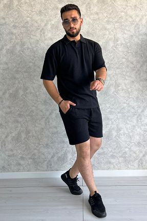 ست بالاتنه و پائین تنه مشکی مردانه بافتنی MİSHAR İTALİA - کد 862345422