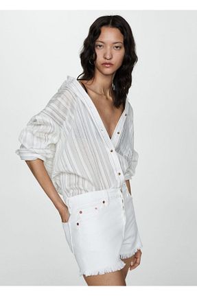 شلوارک و برمودا سفید زنانه پارچه MANGO - کد 843117698