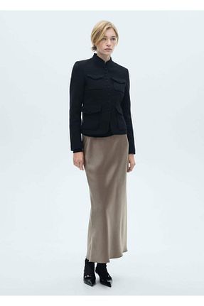 دامن قهوه ای زنانه پلی استر MANGO - کد 847855189