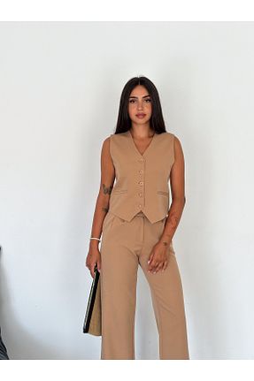 ست بالاتنه و پائین تنه قهوه ای زنانه بافتنی diaves - کد 844195563