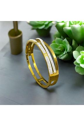 دستبند استیل (فولاد) طلائی زنانه استیل ضد زنگ alyacs - کد 862372504