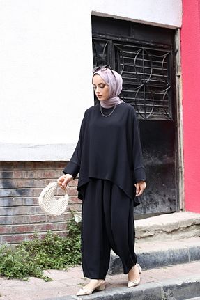 ست بالاتنه و پائین تنه مشکی زنانه بافتنی Pieef - کد 862376569