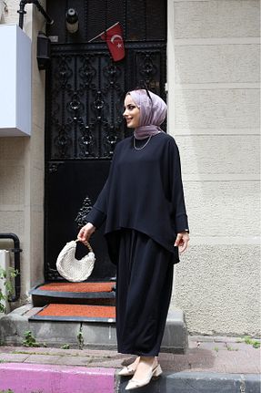 ست بالاتنه و پائین تنه مشکی زنانه بافتنی Pieef - کد 862376569