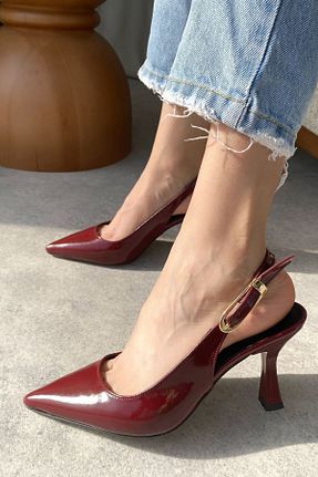 کفش پاشنه بلند کلاسیک زرشکی زنانه چرم MODAADAM - کد 809464659