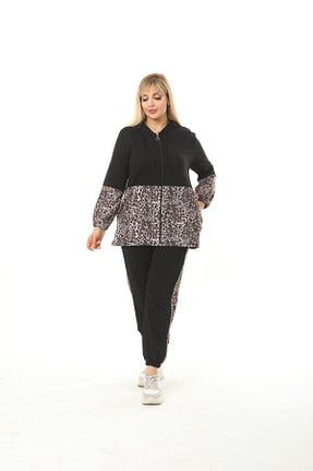 ست بالاتنه و پائین تنه سایز بزرگ مشکی زنانه فاق نرمال EGZEBRU - کد 674191971