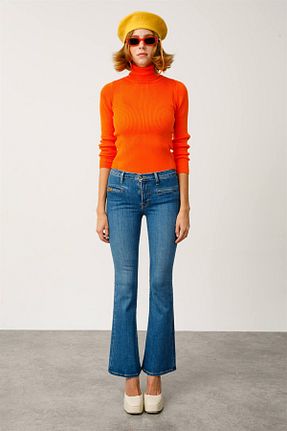 شلوار جین نارنجی زنانه پاچه گشاد Denim Trip - کد 471612171