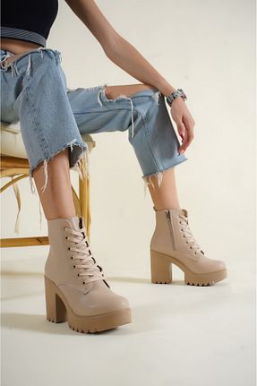 بوت / نیم بوت بژ زنانه جیر MODAADAM - کد 159233011
