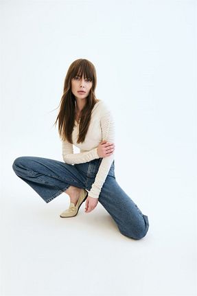 شلوار جین آبی زنانه پاچه لوله تفنگی Denim Trip - کد 284784394