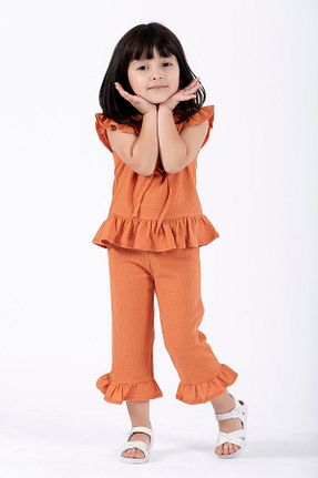 ست بالاتنه و پائین تنه نارنجی بچه گانه بافتنی zepkids - کد 647443786