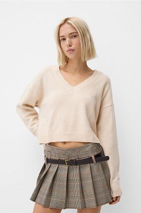 پلیور بژ زنانه ساده Bershka - کد 862483991