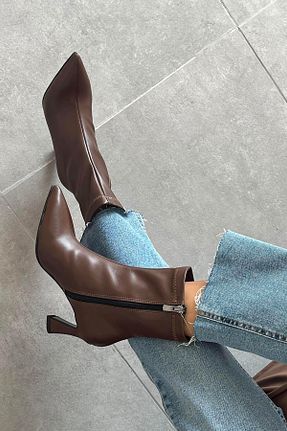 بوت / نیم بوت قهوه ای زنانه چرم مصنوعی Straswans - کد 862480465