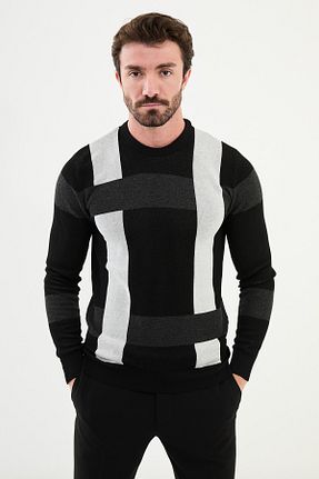 پلیور مشکی مردانه طرح دار Mcr - کد 859932670