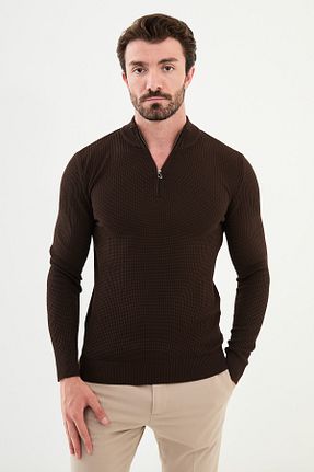 پلیور قهوه ای مردانه ساده Mcr - کد 859932379