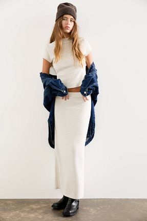 دامن بژ زنانه پلی استر Pull & Bear - کد 862532231