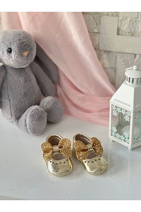 پاپوش طلائی بچه گانه چرم خالص Li Puna - کد 862553870