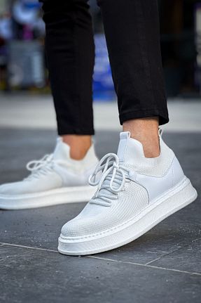 کفش کژوال سفید مردانه چرم مصنوعی Deridün Yıldız Shoes - کد 904111818