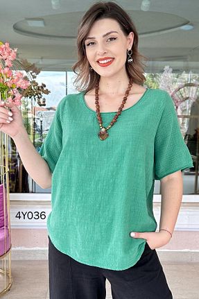 بلوز سبز زنانه ساده İnce Topuk - کد 848627843