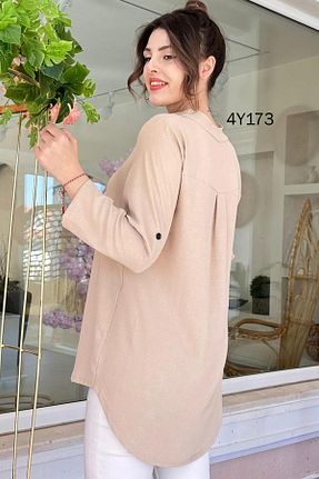 بلوز سرمه ای زنانه ساده İnce Topuk - کد 848632383