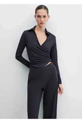 شلوار مشکی زنانه پلی استر MANGO - کد 862575111