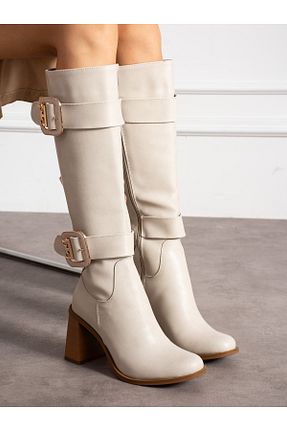 چکمه بژ زنانه چرم مصنوعی Alemdar Shoes - کد 862601397