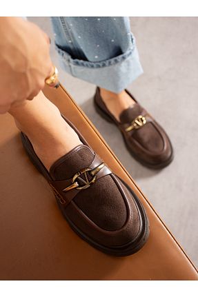 کفش لوفر قهوه ای زنانه جیر Alemdar Shoes - کد 862604934