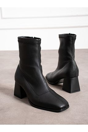 بوت / نیم بوت مشکی زنانه چرم مصنوعی Alemdar Shoes - کد 862601548