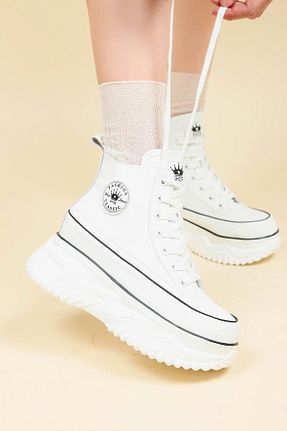 بوت / نیم بوت سفید زنانه پاشنه تخت Birikon - کد 755958555