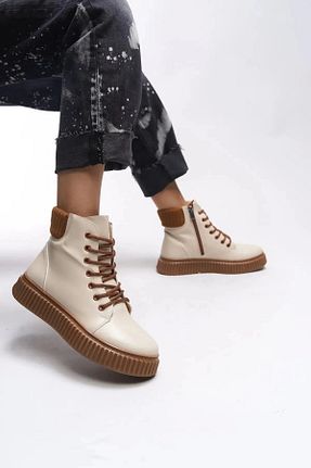 بوت / نیم بوت بژ زنانه چرم مصنوعی mermaid shoes - کد 862618244