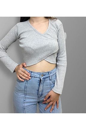 بلوز طوسی زنانه ساده Lorya Giyim - کد 862625712