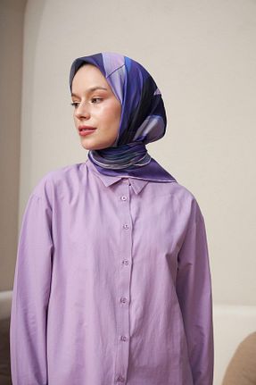روسری بنفش پنبه پلی استر İpekhan - کد 736286860