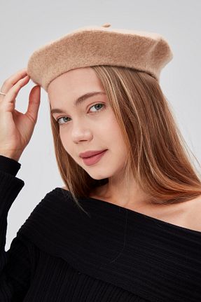 کلاه بژ زنانه نمد derikem - کد 862654670