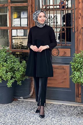 تونیک حجاب مشکی زنانه پنبه ای NAKİ - کد 862681982