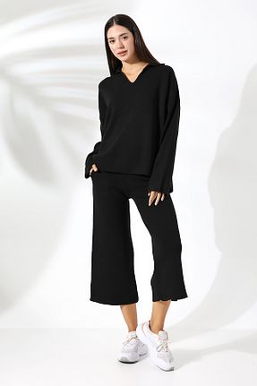 ست بالاتنه و پائین تنه مشکی زنانه تریکو Union and Joy - کد 862727561