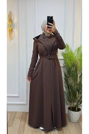 مانتو بلند حجاب قهوه ای زنانه Tebrikler tekstil - کد 849305770
