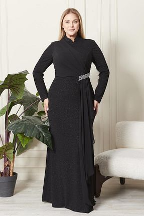 لباس مجلسی حجاب مشکی زنانه یقه ایستاده Ferace - کد 850833469