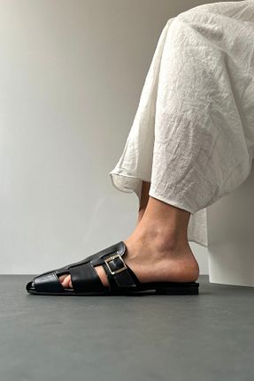 دمپائی مشکی زنانه چرم مصنوعی Mupa Shoes - کد 826993723