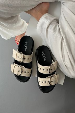 دمپائی بژ زنانه چرم مصنوعی Mupa Shoes - کد 839305419