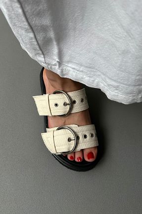 دمپائی بژ زنانه چرم مصنوعی Mupa Shoes - کد 839305419
