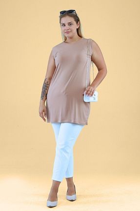 تونیک سایز بزرگ قهوه ای زنانه بافتنی Ferace - کد 736920571
