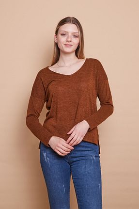 بلوز قهوه ای زنانه ساده Jument - کد 472919398