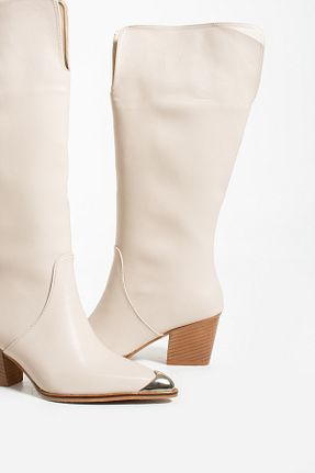 چکمه بژ زنانه پاشنه متوسط (5-9 سانتی متر) Gökçe Shoes - کد 862767590