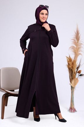 مانتو بلند حجاب بنفش زنانه مخلوط ویسکون Ferace - کد 641688098