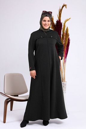 مانتو بلند حجاب خاکی زنانه مخلوط ویسکون Ferace - کد 641685509