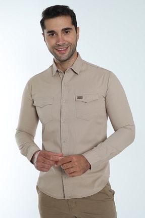 پیراهن بژ مردانه اسلیم فیت Cordial - کد 862788683